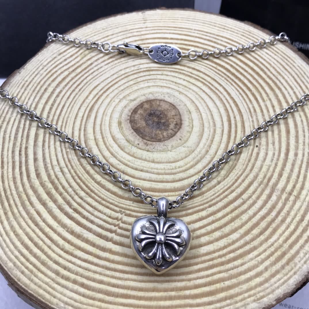 Chrome Hearts Lotus Flower Heart Locket Necklace
